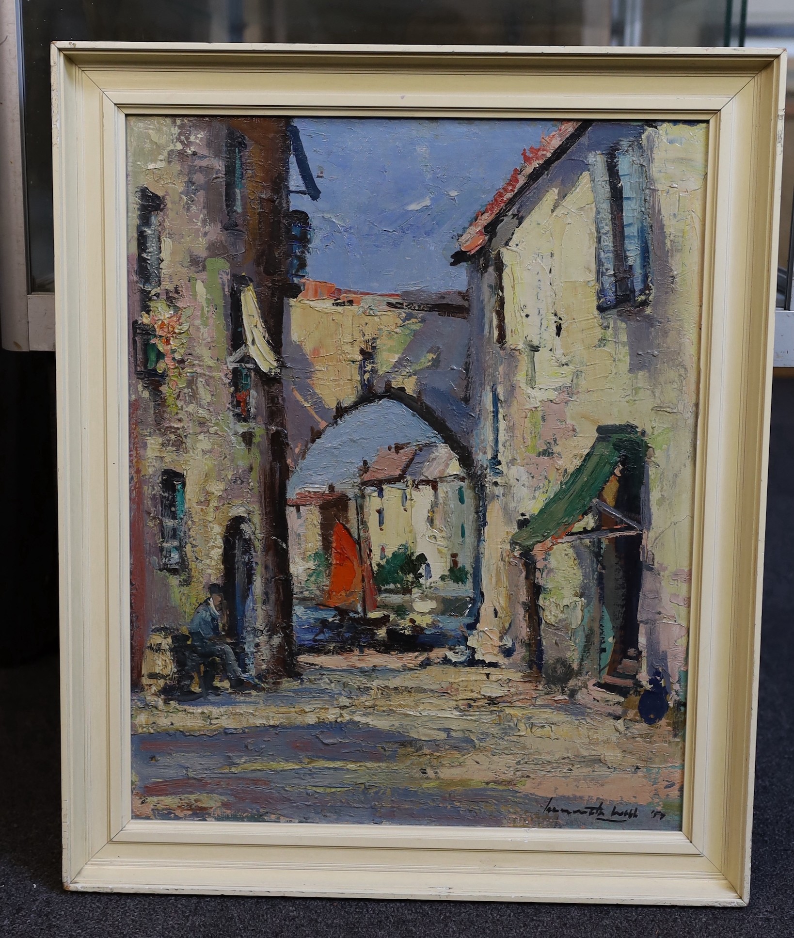 Kenneth Webb, RWA, FRSA, RUA, (b. 1927), Spanish street scene, oil on board, 49 x 39cm